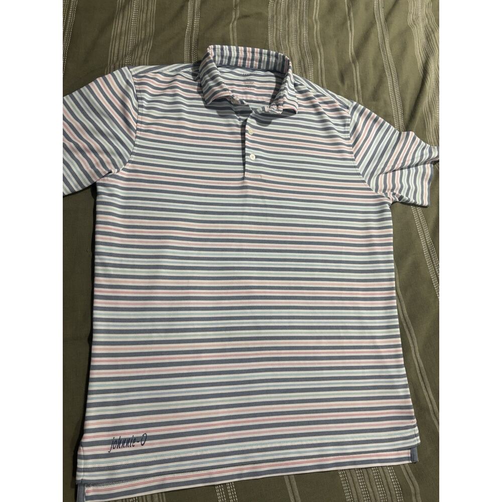 Johnnie O Colorful Striped Polo Shirt Men’s Size Medium Read Info